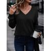 imageAcelitt Womens Tops Dressy Casual Fall Long Sleeve V Neck Pullover Blouses Shirts Teacher Outfits Fashion ClothingBlack
