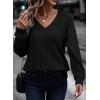 imageAcelitt Womens Tops Dressy Casual Fall Long Sleeve V Neck Pullover Blouses Shirts Teacher Outfits Fashion ClothingBlack