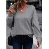 imageAcelitt Womens Tops Dressy Casual Fall Long Sleeve V Neck Pullover Blouses Shirts Teacher Outfits Fashion ClothingLight Gray