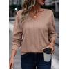 imageAcelitt Womens Tops Dressy Casual Fall Long Sleeve V Neck Pullover Blouses Shirts Teacher Outfits Fashion ClothingPale Khaki