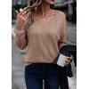 imageAcelitt Womens Tops Dressy Casual Fall Long Sleeve V Neck Pullover Blouses Shirts Teacher Outfits Fashion ClothingPale Khaki