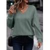 imageAcelitt Womens Tops Dressy Casual Fall Long Sleeve V Neck Pullover Blouses Shirts Teacher Outfits Fashion ClothingSmoke Green