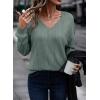 imageAcelitt Womens Tops Dressy Casual Fall Long Sleeve V Neck Pullover Blouses Shirts Teacher Outfits Fashion ClothingSmoke Green
