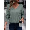 imageAcelitt Womens Tops Dressy Casual Fall Long Sleeve V Neck Pullover Blouses Shirts Teacher Outfits Fashion ClothingSmoke Green