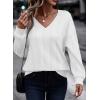imageAcelitt Womens Tops Dressy Casual Fall Long Sleeve V Neck Pullover Blouses Shirts Teacher Outfits Fashion ClothingWhite