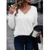 imageAcelitt Womens Tops Dressy Casual Fall Long Sleeve V Neck Pullover Blouses Shirts Teacher Outfits Fashion ClothingWhite