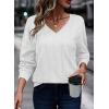 imageAcelitt Womens Tops Dressy Casual Fall Long Sleeve V Neck Pullover Blouses Shirts Teacher Outfits Fashion ClothingWhite