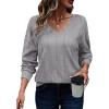 imageAcelitt Womens Tops Dressy Casual Fall Long Sleeve V Neck Pullover Blouses Shirts Teacher Outfits Fashion ClothingLight Gray