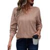 imageAcelitt Womens Tops Dressy Casual Fall Long Sleeve V Neck Pullover Blouses Shirts Teacher Outfits Fashion ClothingPale Khaki