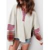 imageAcelitt Women Casual Color Block Long Sleeve V Neck Waffle Knit Shirts TopsSXXLBeige