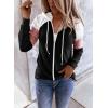 imageAcelitt Womens Ladies Casual Fall Long Sleeve Color Block Zip Up Zipper Hoodies Hooded Sweatshirts Jackets with Pockets Black Large