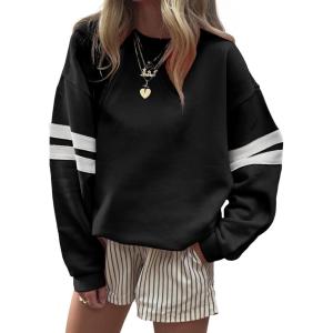 imageAcelitt Women Casual Long Sleeve Crewneck Color Block Sweatshirts Pullover TopsSXXLBlack