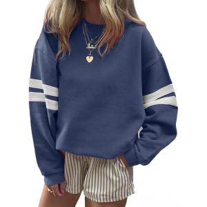 imageAcelitt Women Casual Long Sleeve Crewneck Color Block Sweatshirts Pullover TopsSXXLBlue