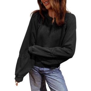 imageAcelitt Women Casual Long Sleeve Crewneck Sweatshirts Pullover TopsSXXLBlack