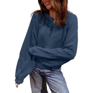 imageAcelitt Women Casual Long Sleeve Crewneck Sweatshirts Pullover TopsSXXLBlue