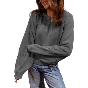 imageAcelitt Women Casual Long Sleeve Crewneck Sweatshirts Pullover TopsSXXLGray