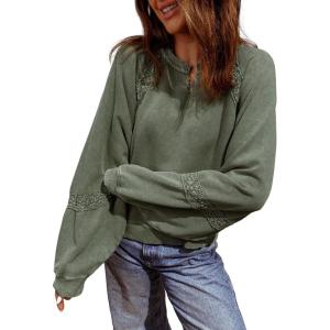 imageAcelitt Women Casual Long Sleeve Crewneck Sweatshirts Pullover TopsSXXLLight Green