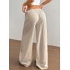 imageAcelitt Womens Wide Leg Palazzo Pants Casual Loose Lounge Pants Beach Trousers with PocketsToo Large Please Size DownBeige