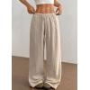 imageAcelitt Womens Wide Leg Palazzo Pants Casual Loose Lounge Pants Beach Trousers with PocketsToo Large Please Size DownBeige