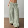 imageAcelitt Womens Wide Leg Palazzo Pants Casual Loose Lounge Pants Beach Trousers with PocketsToo Large Please Size DownLaurel Green