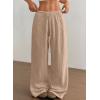 imageAcelitt Womens Wide Leg Palazzo Pants Casual Loose Lounge Pants Beach Trousers with PocketsToo Large Please Size DownLight French Beige