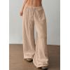 imageAcelitt Womens Wide Leg Palazzo Pants Casual Loose Lounge Pants Beach Trousers with PocketsToo Large Please Size DownLight French Beige