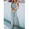 imageAcelitt Womens Casual Spaghetti Strap Tie Front Wide Leg Jumpsuits SXL
