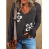 imageAcelitt Womens Casual Fall Long Sleeve V Neck Floral Tshirts TopsSXXLDark Gray