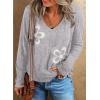 imageAcelitt Womens Casual Fall Long Sleeve V Neck Floral Tshirts TopsSXXLGray