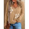 imageAcelitt Womens Casual Fall Long Sleeve V Neck Floral Tshirts TopsSXXLKhaki