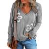 imageAcelitt Womens Casual Fall Long Sleeve V Neck Floral Tshirts TopsSXXLGray