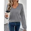 imageAcelitt Sweatshirt for Women Long Sleeve Shirts V Neck Sweaters Fall Fashion Outfits 2025 Trendy Tunic TopsLight Gray