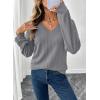 imageAcelitt Sweatshirt for Women Long Sleeve Shirts V Neck Sweaters Fall Fashion Outfits 2025 Trendy Tunic TopsLight Gray