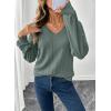 imageAcelitt Sweatshirt for Women Long Sleeve Shirts V Neck Sweaters Fall Fashion Outfits 2025 Trendy Tunic TopsSmoke Green