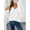 imageAcelitt Sweatshirt for Women Long Sleeve Shirts V Neck Sweaters Fall Fashion Outfits 2025 Trendy Tunic TopsWhite