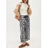 imageAcelitt Women Casual Loose Drawstring Elastic Waist Checkered Pants with Pockets SXXLBlack