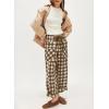 imageAcelitt Women Casual Loose Drawstring Elastic Waist Checkered Pants with Pockets SXXLBrown