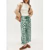 imageAcelitt Women Casual Loose Drawstring Elastic Waist Checkered Pants with Pockets SXXLGreen