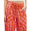 imageAcelitt Women Casual Loose Drawstring Elastic Waist Checkered Pants with Pockets SXXLOrange