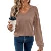 imageAcelitt Sweatshirt for Women Long Sleeve Shirts V Neck Sweaters Fall Fashion Outfits 2025 Trendy Tunic TopsPale Khaki