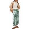 imageAcelitt Women Casual Loose Drawstring Elastic Waist Checkered Pants with Pockets SXXLGreen