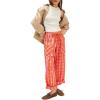imageAcelitt Women Casual Loose Drawstring Elastic Waist Checkered Pants with Pockets SXXLOrange