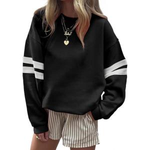 imageAcelitt Women Casual Long Sleeve Crewneck Color Block Sweatshirts PulloverSXXLBlack