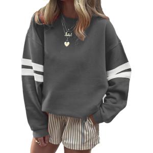 imageAcelitt Women Casual Long Sleeve Crewneck Color Block Sweatshirts PulloverSXXLGray