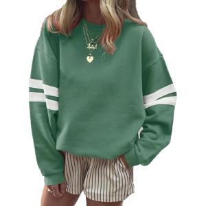 imageAcelitt Women Casual Long Sleeve Crewneck Color Block Sweatshirts PulloverSXXLGreen