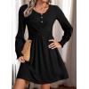 imageAcelitt Womens Fall Dresses 2025 Beach Casual Long Sleeve Loose Sundress Flowy Babydoll Mini DressBlack