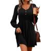 imageAcelitt Womens Fall Dresses 2025 Beach Casual Long Sleeve Loose Sundress Flowy Babydoll Mini DressBlack