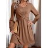 imageAcelitt Womens Fall Dresses 2025 Beach Casual Long Sleeve Loose Sundress Flowy Babydoll Mini DressChestnut