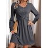 imageAcelitt Womens Fall Dresses 2025 Beach Casual Long Sleeve Loose Sundress Flowy Babydoll Mini DressDark Grey