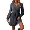imageAcelitt Womens Fall Dresses 2025 Beach Casual Long Sleeve Loose Sundress Flowy Babydoll Mini DressDark Grey